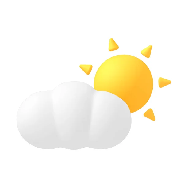 Clipping Path Sun Cloud Weather Icon Low Poly Rendering — 스톡 사진