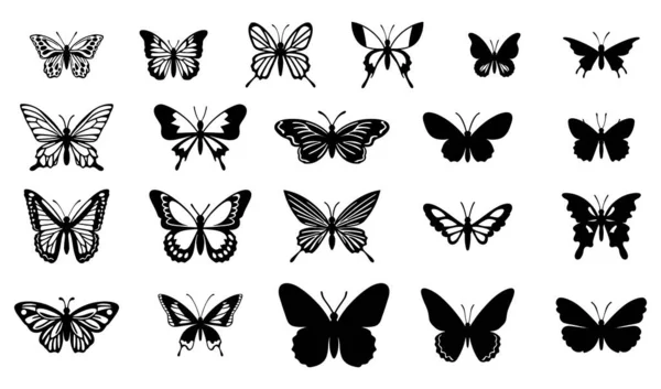 Colección Siluetas Mariposa Ilustración Vectorial — Vector de stock