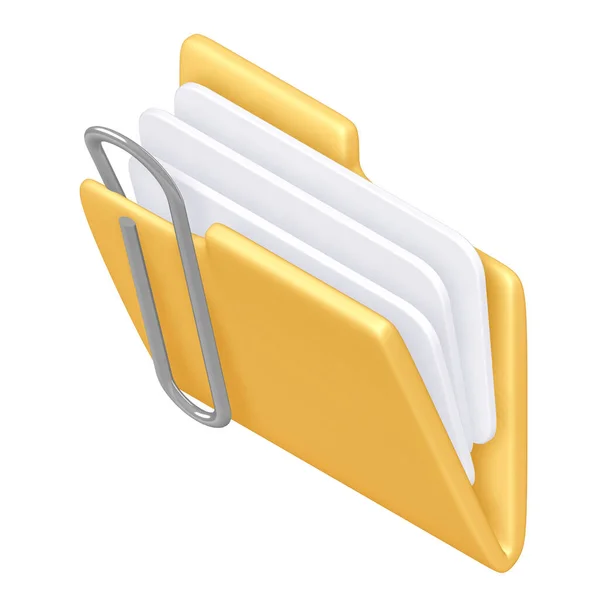 Attached Documents Folder Icon Clipping Path Rendering — Stock Photo, Image
