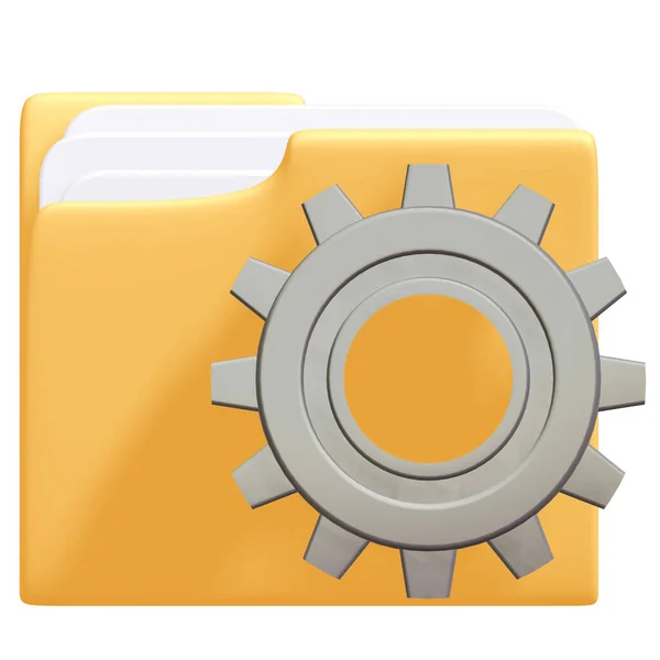 Ikona Folderu Przekładnią Konfigurowanie Plików Ścieżka Klipu Renderowanie — Zdjęcie stockowe