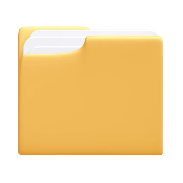 Ikon Folder Kuning Dengan Path Kliping Render — Stok Foto