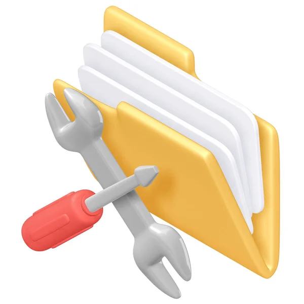 Folder Maintenance Icon Clipping Path Rendering — Stock Photo, Image