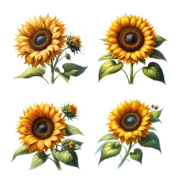Botanical Watercolor Painting Style Sunflower Flowers Vector Illustration — Image vectorielle
