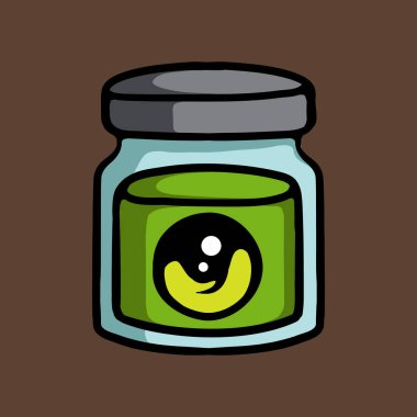 Kavanoz karikatür vektör çiziminin içindeki göz.