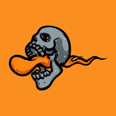  Ateş nefesli kafatası çizgi film vektör çizimi