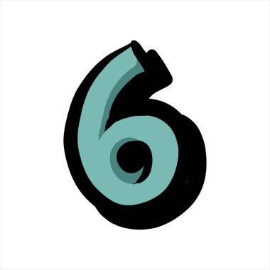 6 numaralı çizgi film vektör çizimi