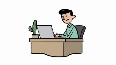 Çizgi film animasyonunda çalışan bir adam.