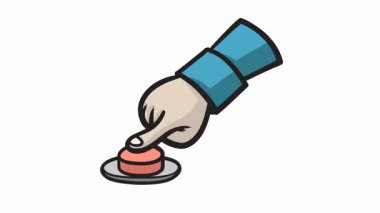 Kırmızı düğmeye basılı çizgi film animasyonu