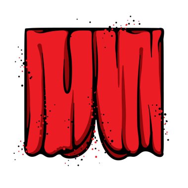 Kırmızı Perde Çizgi film Vektör İllüstrasyonu