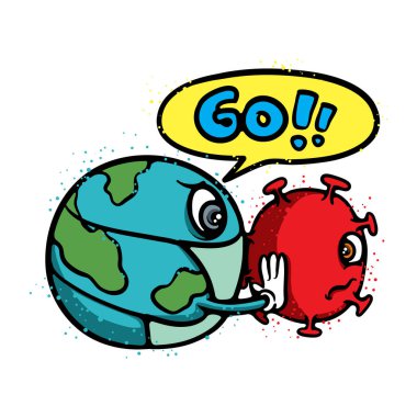 Git buradan virüs çizgi film temsilcisi illüstrasyonu