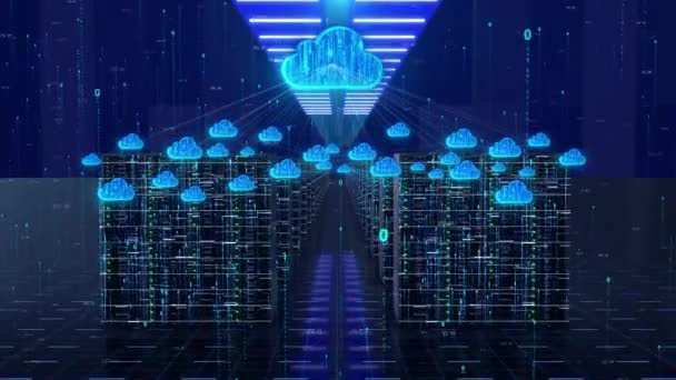 Internet Cloud Serwer Wirtualny Komputer Cyfrowy Pokój — Wideo stockowe