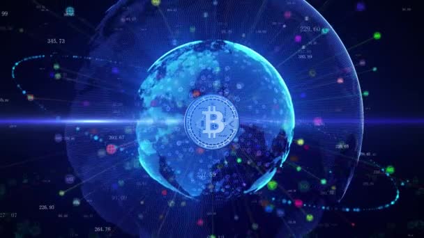 Технология Bitcoin Blockchain — стоковое видео