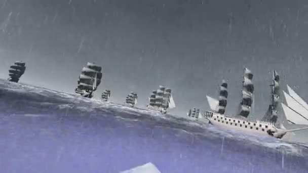 Flota Avanzando Tormenta Mar — Vídeos de Stock