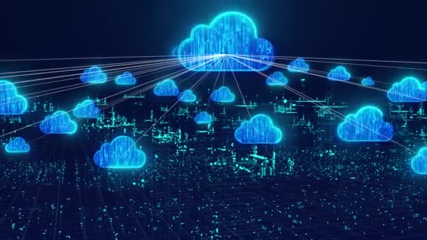 Cloud Computing Und Holografisches Smart Network Konzept — Stockvideo