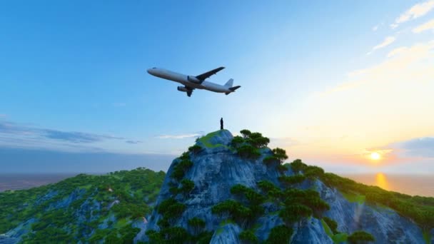 飞机飞越山顶 — 图库视频影像