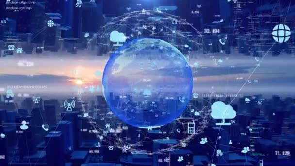 Internet Smart City Network Communication Concept — Stock videók
