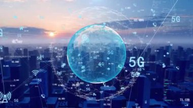 5G internet smart city and network communication concept