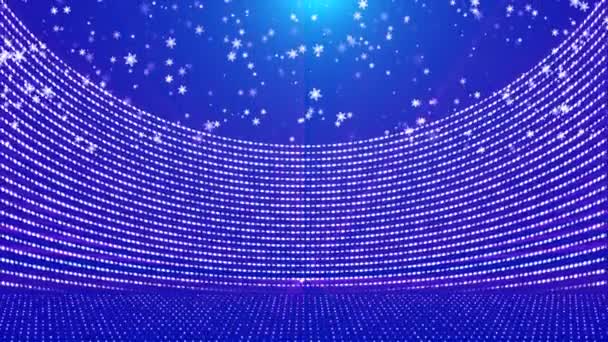 Christmas Blue Snowflakes Falling Stage Background — Video Stock
