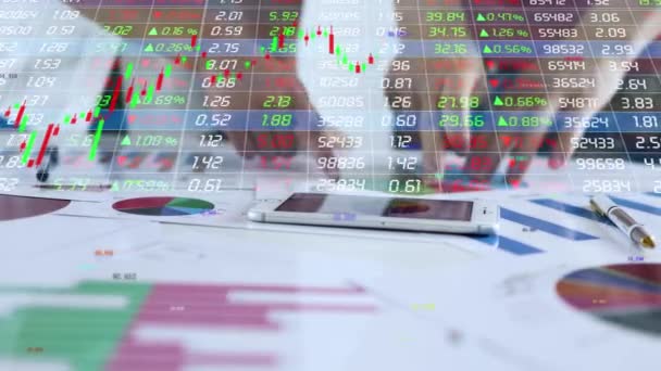 Datos Del Mercado Financiero Concepto Inversión Acciones — Vídeos de Stock