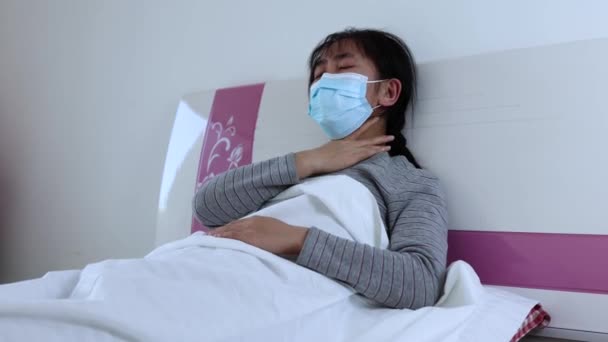 Sick Woman Cough Fever — Stock Video