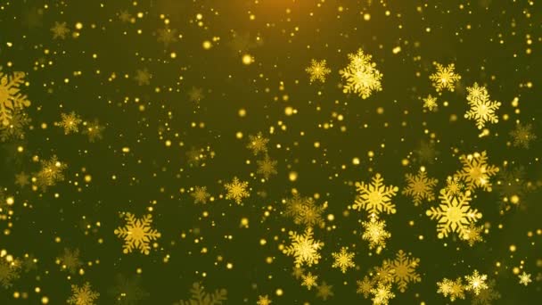 Golden Christmas Eve Christmas Snow Falling Stage Background — Vídeos de Stock