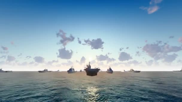 Aircraft Carrier Battle Group Sails Sea — Stok video