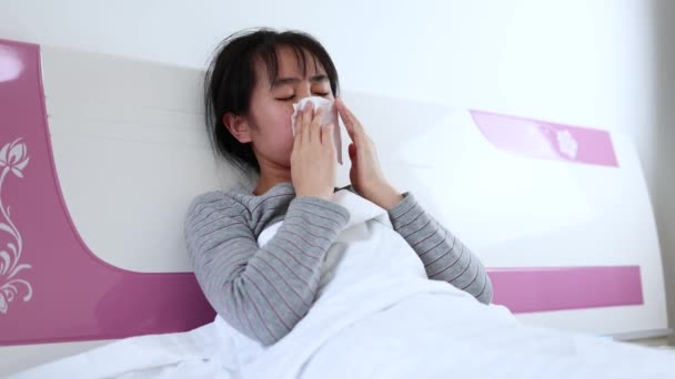 Woman Cold Runny Nose — Stock Video