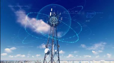 5G baz istasyonu kablosuz ağ iletişim kulesi.