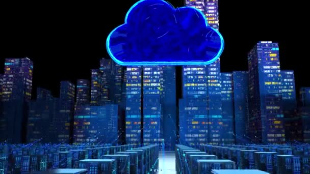 Хмарний Сервер Вивантаження Даних Інтернеті — стокове відео