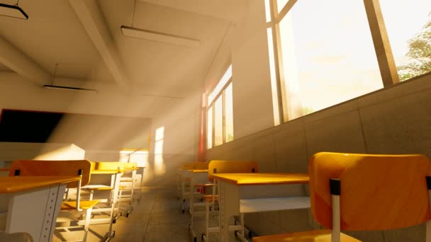 空荡荡的旧教室 阳光和阴影 — 图库视频影像