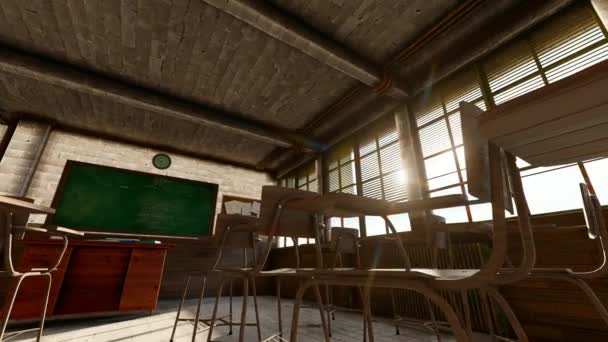 一张废弃的旧教室的空照 — 图库视频影像