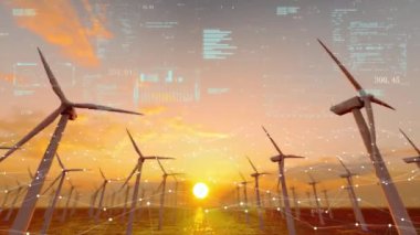 Rüzgar enerjisi ve endüstriyel internet kavramı.