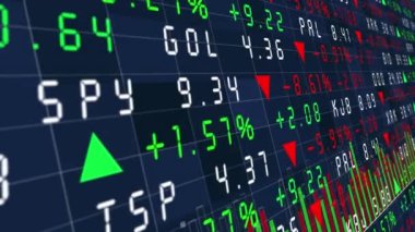 Borsa tablosu ve fiyat arayüzü.