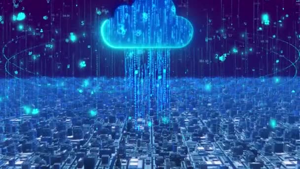 Concepto Red Computación Nube Ciudad Inteligente — Vídeo de stock