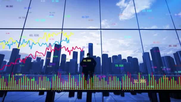 Finanční Centrum Burzovní Index Graf Pozadí — Stock video
