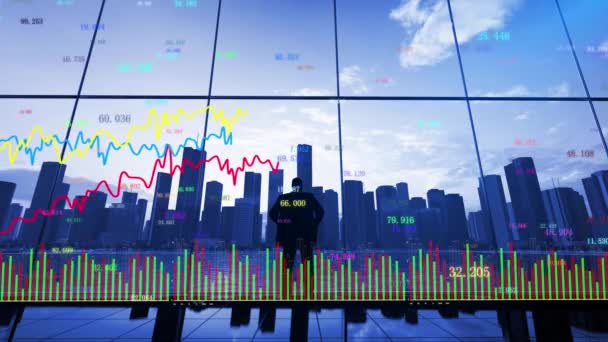Centro Finanziario Indice Azionario Sfondo Grafico — Video Stock