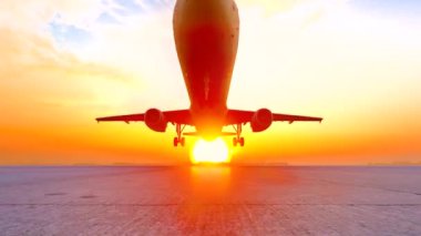 Yolcu uçağı havalanmak için hızlanır..