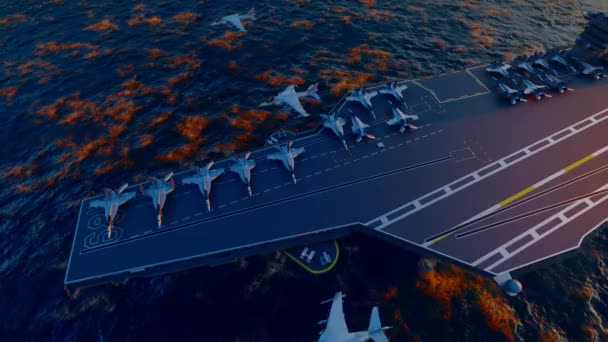 Great Power Aircraft Carrier Battle Group Fighter Group — Stock Video