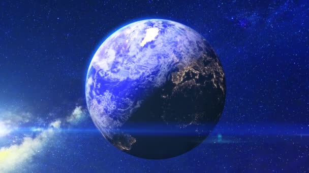 Kosmische Sterrenhemel Technologische Aarde Achtergrond — Stockvideo