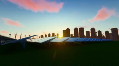 Smart City and Green New Energy Photovoltaic and Wind Power