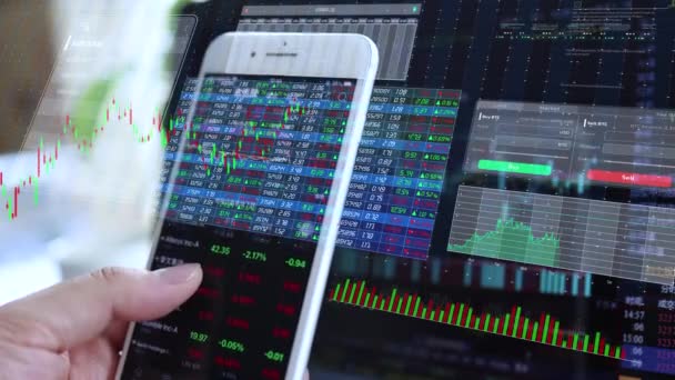 Gráfico Datos Del Mercado Valores Financieros Del Índice Bursátil — Vídeos de Stock