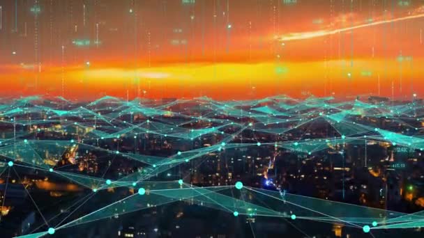 Інтернет Цифрові Технології Висвітлення Мережевих Сигналів Міста — стокове відео