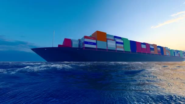 Une Ceinture Cargo Géant Route Naviguant Sur Mer — Video