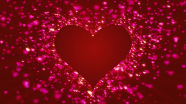 Valentinstag Liebesanimation Und Glühende Herzen — Stockvideo