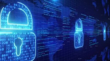 Kod kilidi ve ağ güvenliği kavramı.