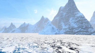 Antarktika kar dağı buzulu.