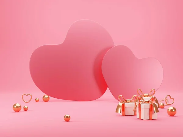 Valentin Nap Vagy Anyák Napja Ajándék Szív Alakú Lufik Rózsaszín Stock Kép