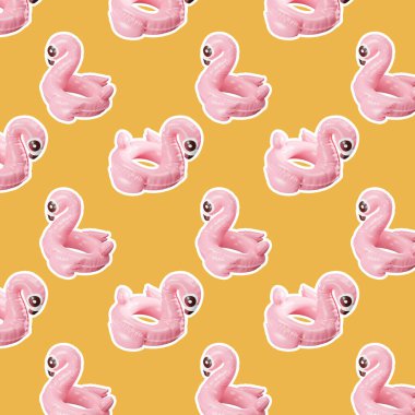 Koyu bir arkaplanda pürüzsüz flamingo deseni, 3B Render.