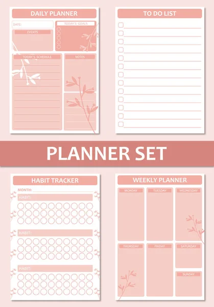 Yazdırılabilir vektör planlayıcısı şablonları. Günlük planlamacı, haftalık planlamacı, yapılacaklar listesi.