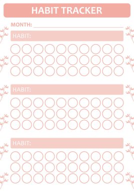 Monthly habit tracker template in vector. 